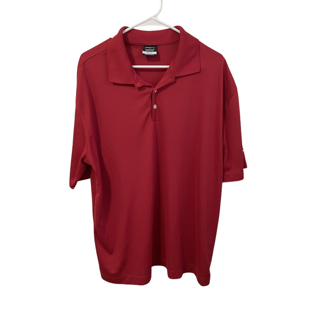 Nike‎ Mens XL Golf Polo Shirt Red Dri-FIT Short Sleeve Performance
